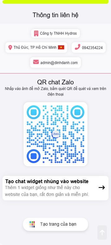 Mẫu widget chat Zalo nhúng website